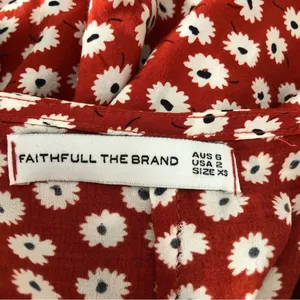 Faithfull the Brand Playa Red Floral Cropped Wide Leg Jumpsuit Tie Back XS 2 thumbnail 10