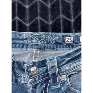 Miss Me Women's Blue Denim Embellished Low‎ Rise Signature Rise Cropped Size 25 thumbnail 5