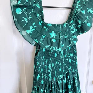 Hill House Akilah Midi Dress in Green Botanical thumbnail 6