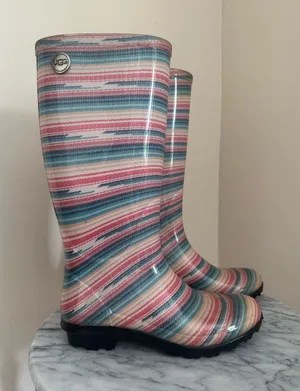 UGG Australia Shaye Serape Striped Waterproof Rubber Rain Boots Women’s Size 5 thumbnail 1