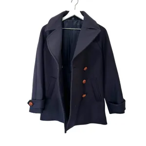 & Other Stories Manteco Wool Double Breasted Peacoat Navy Size 6 thumbnail 6