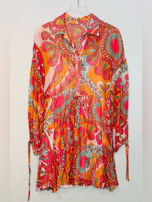 Sundress Blair Havana Framboise Orange Pink Paisley Metallic Mini Dress thumbnail 15