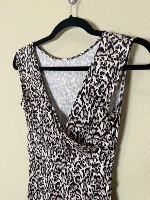 Diane Von Furstenberg DVF Jolene Leopard Bark Small Silk Jersey Dress Size Small thumbnail 3