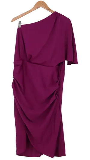 Unbranded Dress Womens XXL Fuchsia One Shoulder Ruched Draped Excellent thumbnail 1