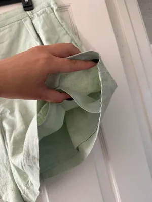 Abercrombie & Fitch High Waisted Light Green Linen Blend Shorts thumbnail 6