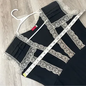 Vintage Gothic Dress lace fit flare midi womens Black medium thin romantic dark thumbnail 3