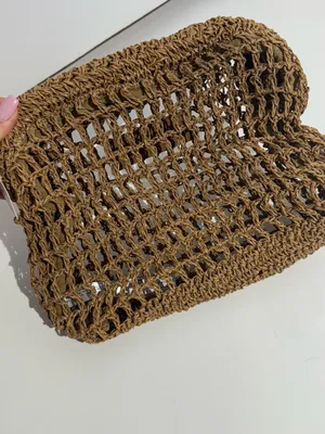 NWT Free People Sand Round Clutch in Tan Crochet Woven Clutch thumbnail 3