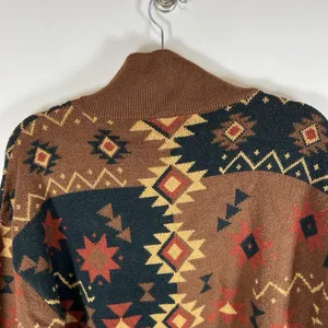 BKE Western Pullover Sweate 3/4 Zip Women's Size Large Boho Aztec Brown Soft‎ thumbnail 11