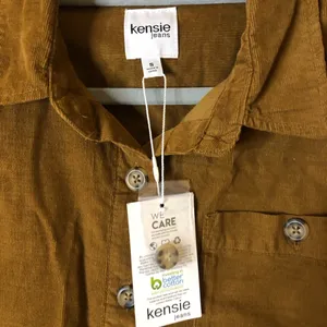 Kensie Corduroy Ribbed Button Front Shacket Jacket Brown Size‎ Small thumbnail 3