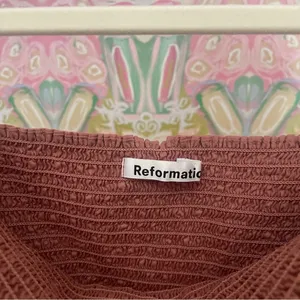 Reformation Dunes Smocked Long Sleeve Mini Dress Praline Pink Rose‎ thumbnail 5