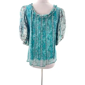 ANTHROPOLOGIE Let Me Be‎ Pintucked Chiffon Blouse puff sleeve Sz M thumbnail 7