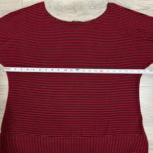 Made in Heaven Top L Red Black Striped Scoop Neck 3/4 Dolman‎ Sleeve Oversized thumbnail 4