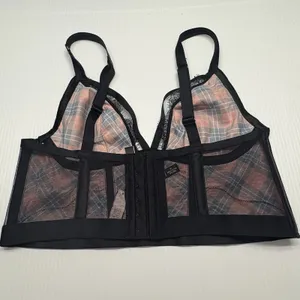 Victorias Secret Med Red Black Plaid Lace Satin Bustier‎ Longline Bra Very Sexy thumbnail 10