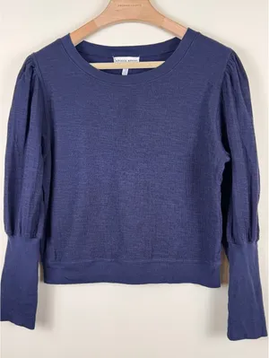 Apiece Apart Olimpio Puff Sleeve Sweatshirt Blue Cotton Women’s XL thumbnail 2