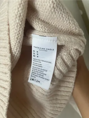 American Eagle Ivory Cream Roll Neck Knit Sweater Medium Neutral Capsule Preppy thumbnail 5