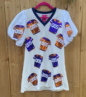 Queen of Sparkles Clemson Gameday Football Jersey Tshirt Dress XS Orange Purple thumbnail 1
