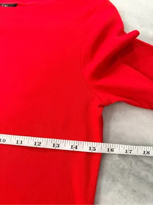 NWOT LRL Lauren Ralph Lauren Size S Red Boat Neck Cuffed Sleeve Top Cotton thumbnail 7