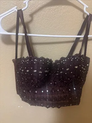 Windsor Embellished Lace Bustier Camisole - Deep Plum S Fall Pinup Coquette Punk thumbnail 2