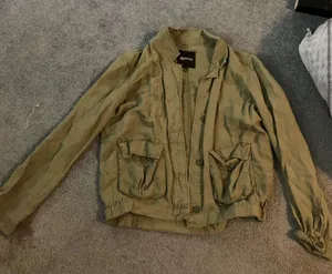 Madewell Olive Green linen blend cargo Jacket thumbnail 5