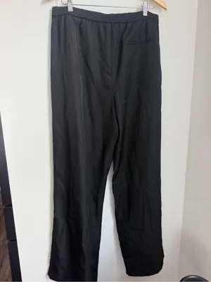 Zara Black Elastic-Waist Wide Leg Pants thumbnail 2