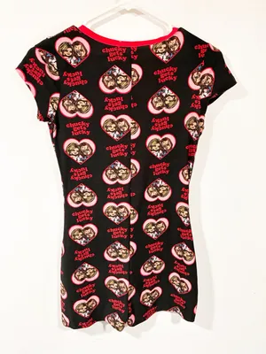 Chucky Gets Lucky Tiffany Black Red One Piece Romper Pajama Half Button Small thumbnail 4