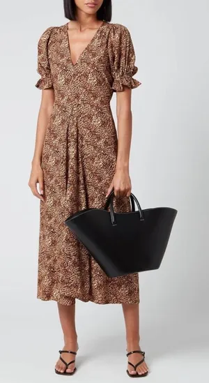 Faithfull the Brand Maggie Midi Dress in the Charlie Leopard Print thumbnail 1