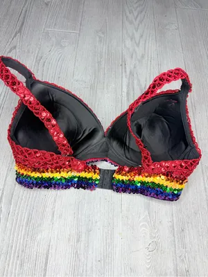 Handmade sequin rainbow bra shirt costume festival wear medium thumbnail 4