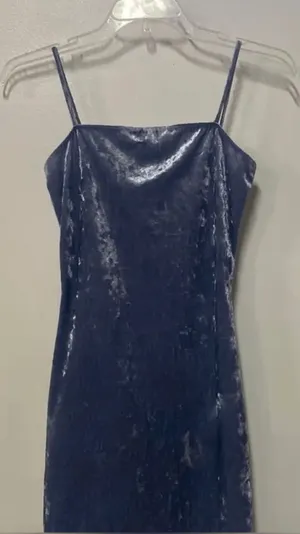 Light Blue Velvet Body Con Dress thumbnail 1