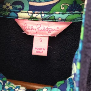 Lilly Pulitzer navy blue full zip up fleece jacket pockets preppy collar small thumbnail 3