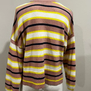 Ann Taylor pink striped button up cardigan thumbnail 6