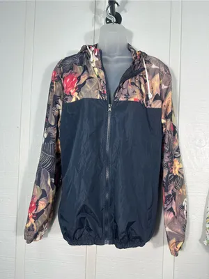 Women’s Blue Floral Windbreaker Size 2XL EUC thumbnail 1