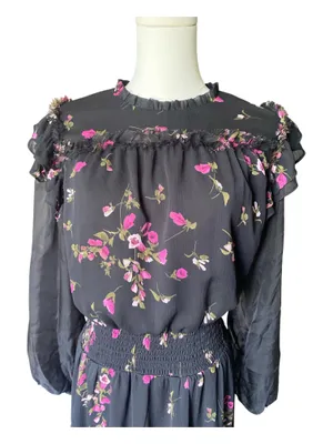 CeCe Floral Ruffle Midi Dress thumbnail 2