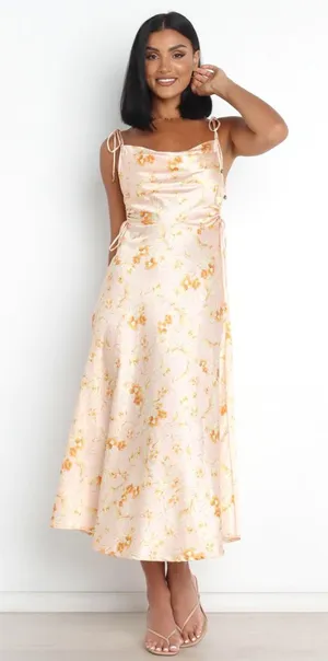 Petal & Pup Codi Satin Midi Slip Dress Blush Floral Size 6 Cottage Coquette thumbnail 1