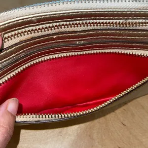 Coach Leather Wristlet Metallic‎ Gold Triple Zippy Pocket thumbnail 7