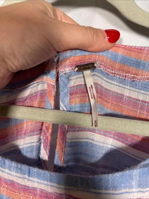 Free People Womens Summer Nights Striped Mini Dress Blue Pink Medium thumbnail 3