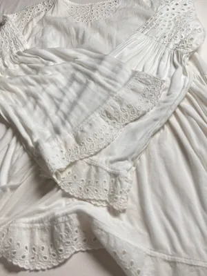 Free People White Eyelet Embroidered Peplum Tunic Blouse Size S Boho thumbnail 7