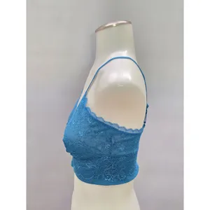 Blue Romantic Boudoir Bridal Cottage Lingerie Feminine Floral Lace Bra Small thumbnail 3