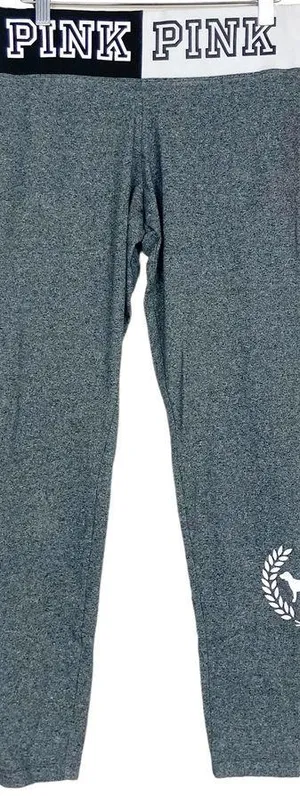 Pink Victoria's Secret Yoga Heathered Gray Leggings Sz M thumbnail 4