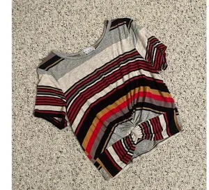 Gaze Women's Multicolored Short Sleeve Cropped Blouse Size M thumbnail 1