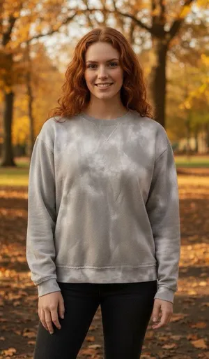 Abercrombie & Fitch Tie Dye Crew Neck Pullover Sweatshirt Large Neutral thumbnail 1