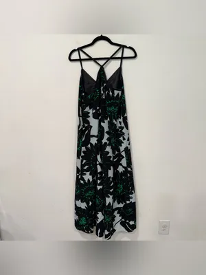 Whit Two Anthropologie Taiyo Green Black Floral Maxi Dress 6P thumbnail 7