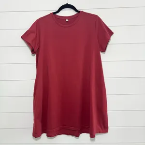 Uniqlo Short Sleeve Tunic Cotton Dress‎ With pockets - Brick Red size L thumbnail 2