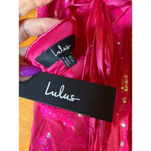 NWT Lulus Perfect Enchantment Hot Pink Sequin Lace-Up Mermaid Maxi Dress Ball XL thumbnail 9