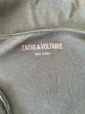 Zadig & Voltaire Olive Green Long Sleeve Tee with Gold Skull Motif thumbnail 8