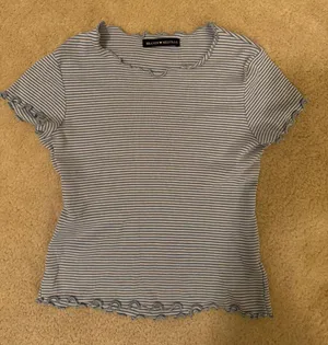 Brandy Melville Blue And White Striped Crop Top thumbnail 2