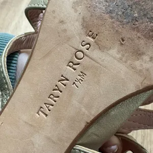 Taryn Rose | Gold‎ Metallic Strappy Low Wedge Slingback Heel Sandal Shoe, 7.5M thumbnail 7