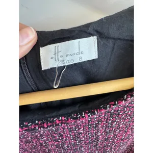 Otto Mode Dress Size 8‎ Pink Black Tweed Sleeveless Fringed Mini thumbnail 3