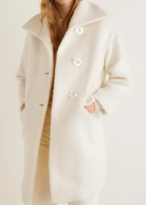 Mango Coat XS wool blend woven in Italy Cream oversized overcoat thumbnail 1