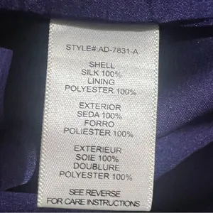Aryn K Purple Silk Dress Size M 100% Silk Print‎ V-Neck Elastic Waist Fairycore thumbnail 7