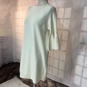 Moth Anthropologie NWT cream Flare sleeve Sweater shift Dress Size Large thumbnail 7